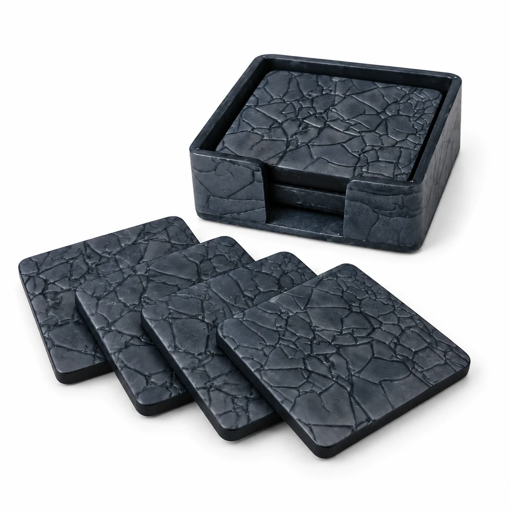 Unbreakable Acrylic Coasters — Set of 6 with Stand